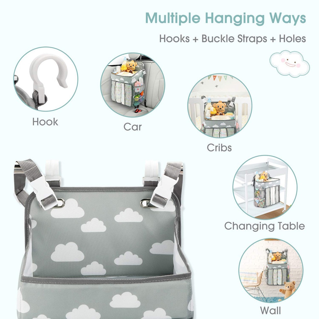 Baby Newborn Bed Storage Organizer Crib Hanging Storage Bag Caddy Organizer For Baby Essentials Bedding Set Diaper Storage Bag